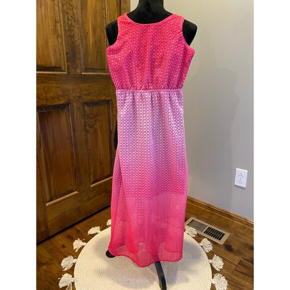 Paper Dolls Girls Mini Maxi Pink Ombré Size 12 Lace Overlay Dress - Picture 9 of 11